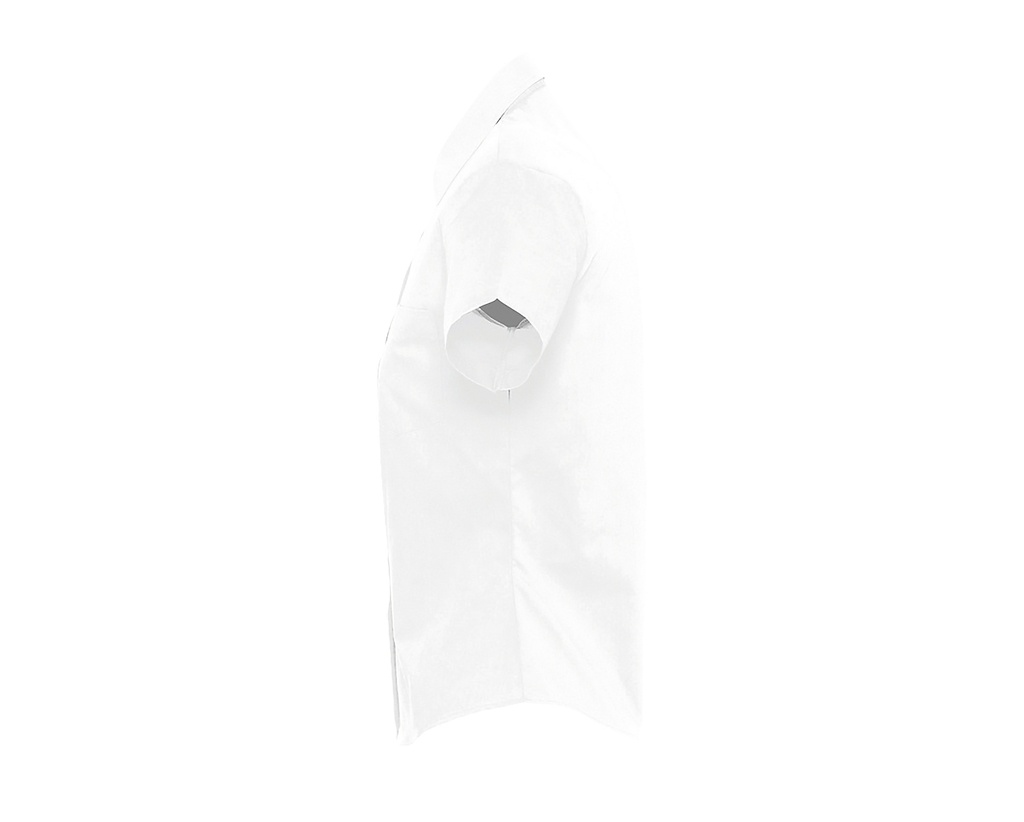 Koszula Slim z Krótkim Rękawem i Kieszenią - White