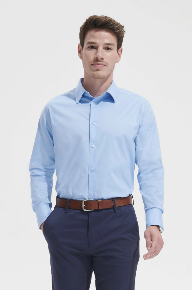 Koszula męska slim z długim rękawem - Bright Sky