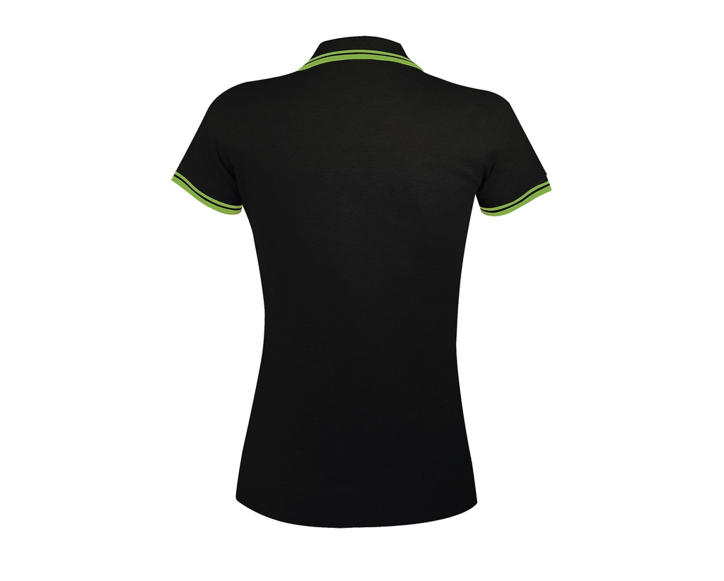 Damska koszulka polo slim z krótkim rękawem - Black & Lime