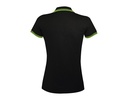 Damska koszulka polo slim z krótkim rękawem - Black & Lime