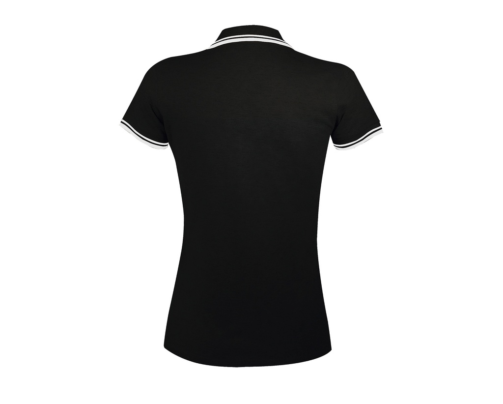Damska koszulka polo slim z krótkim rękawem - Black & White