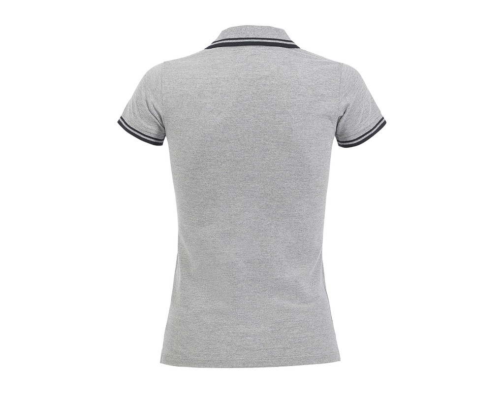 Damska koszulka polo slim z krótkim rękawem - Grey Melange & Navy