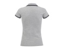Damska koszulka polo slim z krótkim rękawem - Grey Melange & Navy