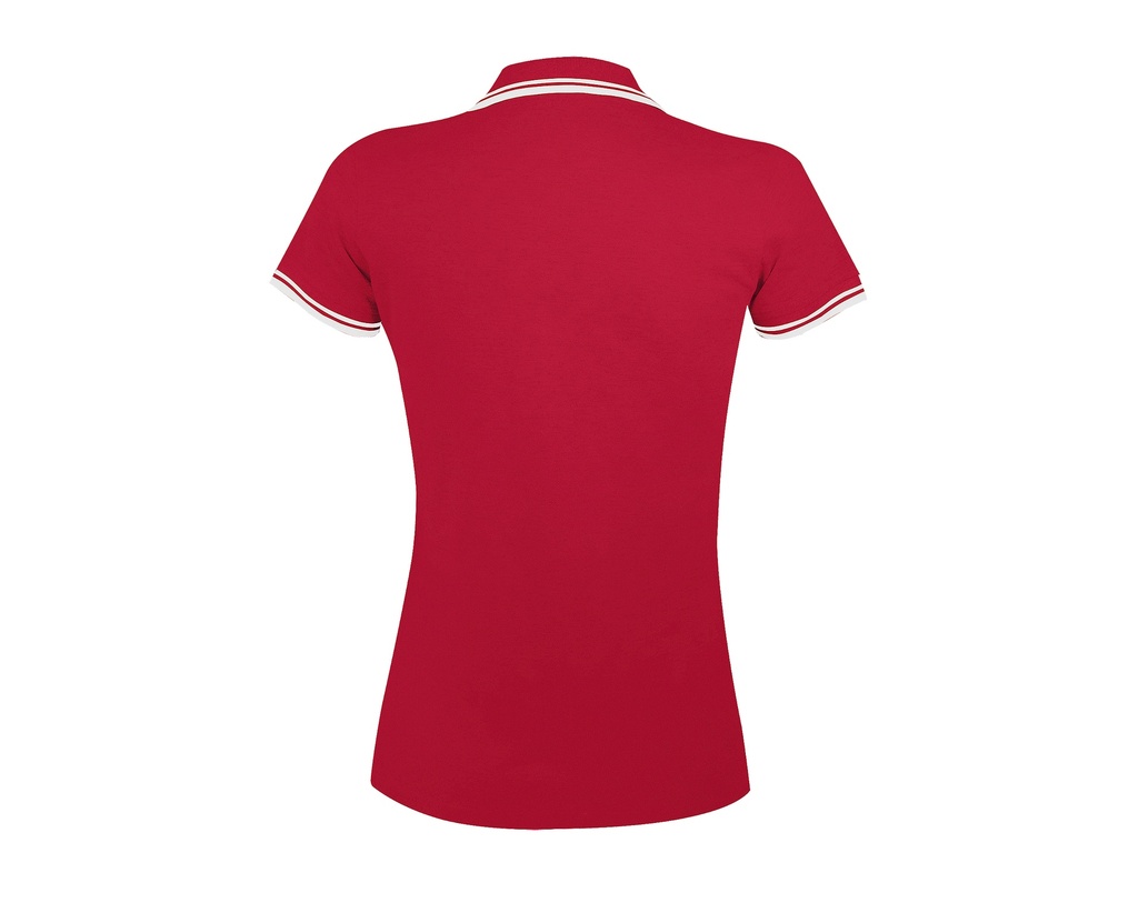 Damska koszulka polo slim z krótkim rękawem - Red & White