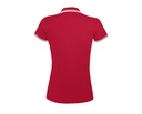 Damska koszulka polo slim z krótkim rękawem - Red & White