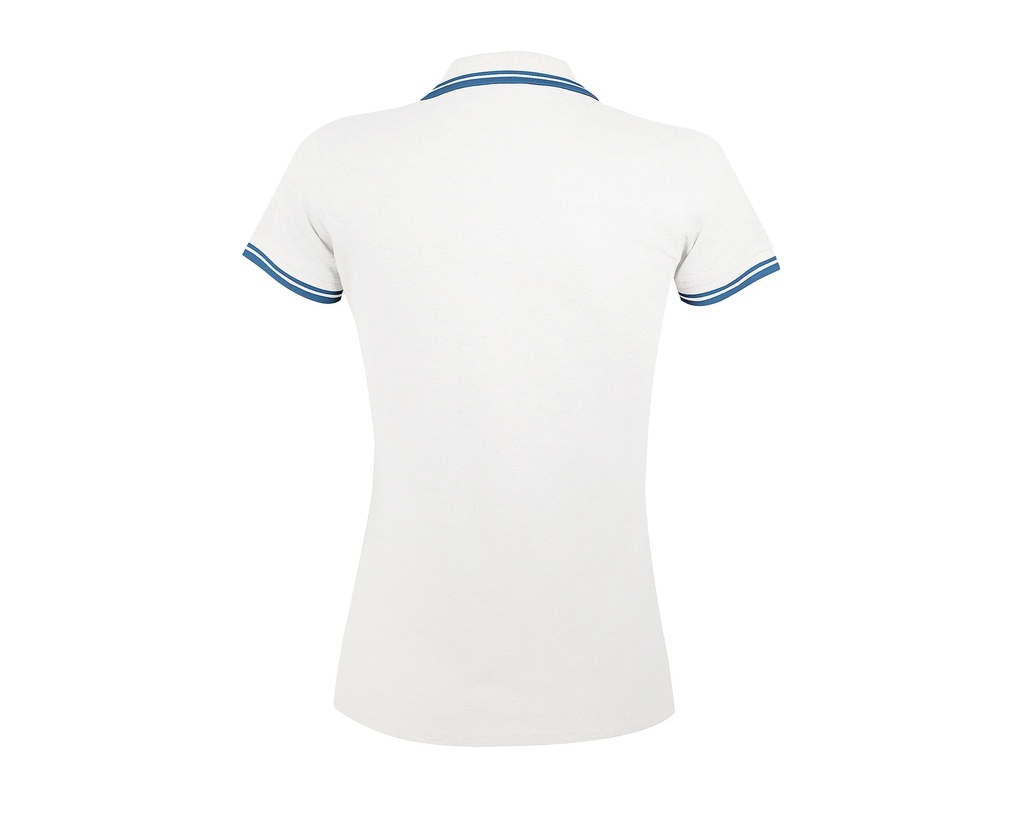 Damska koszulka polo slim z krótkim rękawem - White & Aqua