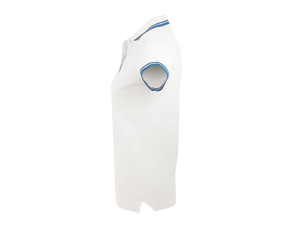 Damska koszulka polo slim z krótkim rękawem - White & Aqua