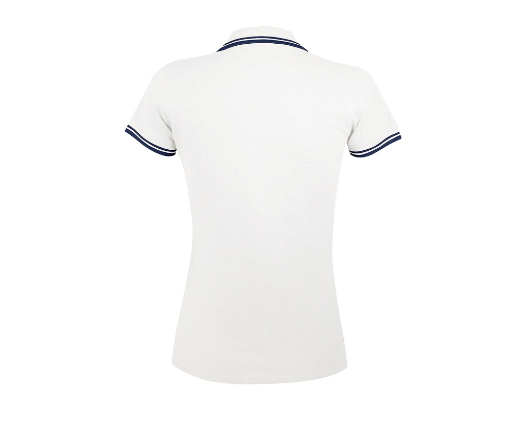 Damska koszulka polo slim z krótkim rękawem - White & Navy