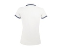 Damska koszulka polo slim z krótkim rękawem - White & Navy