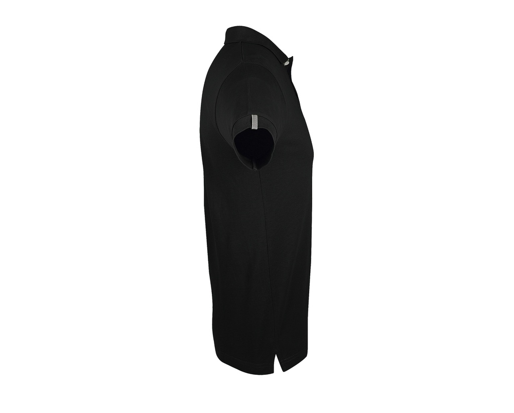 Męska koszulka polo slim z krótkim rękawem - Black & Grey (Solid)