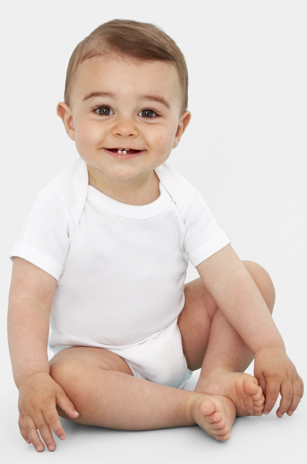 Body niemowlęce bawełniane z krótkim rękawem - White