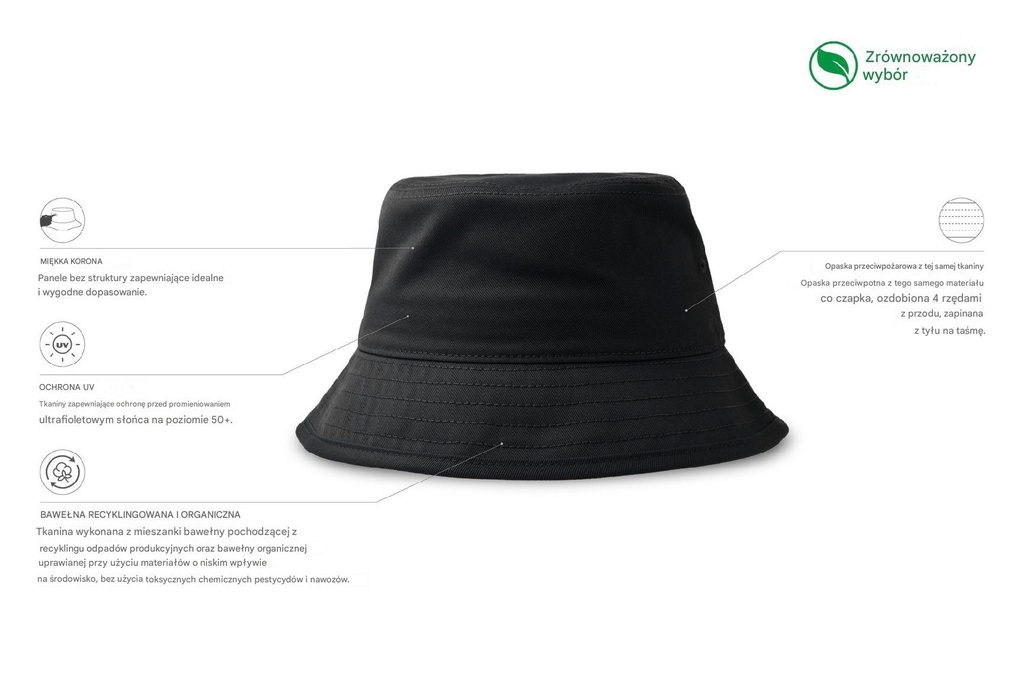 Dziecięcy kapelusz typu bucket Mayo - Black