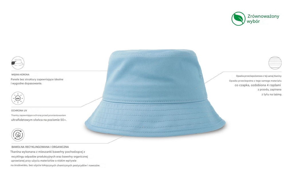 Dziecięcy kapelusz typu bucket Mayo - Columbia Blue