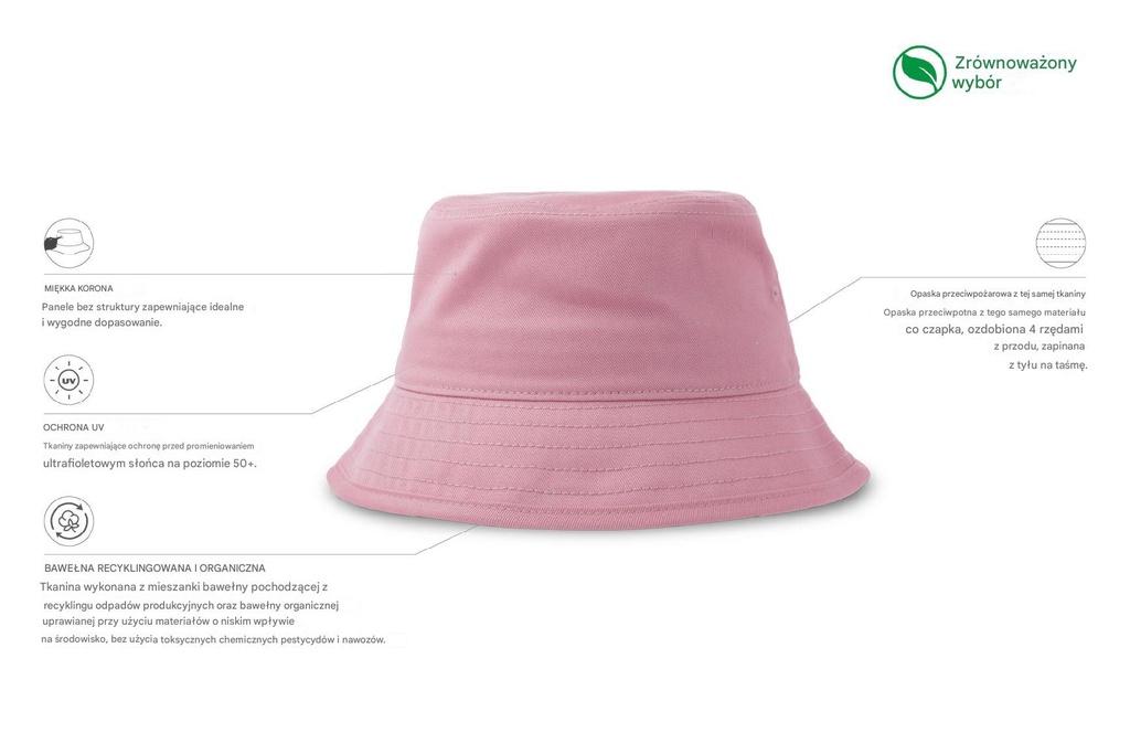 Dziecięcy kapelusz typu bucket Mayo - Pink