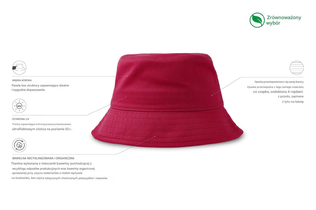 Dziecięcy kapelusz typu bucket Mayo - Red
