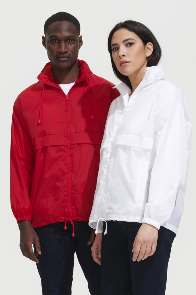 Kurtka Wiatrówka Unisex z Chowanym Kapturem - Red