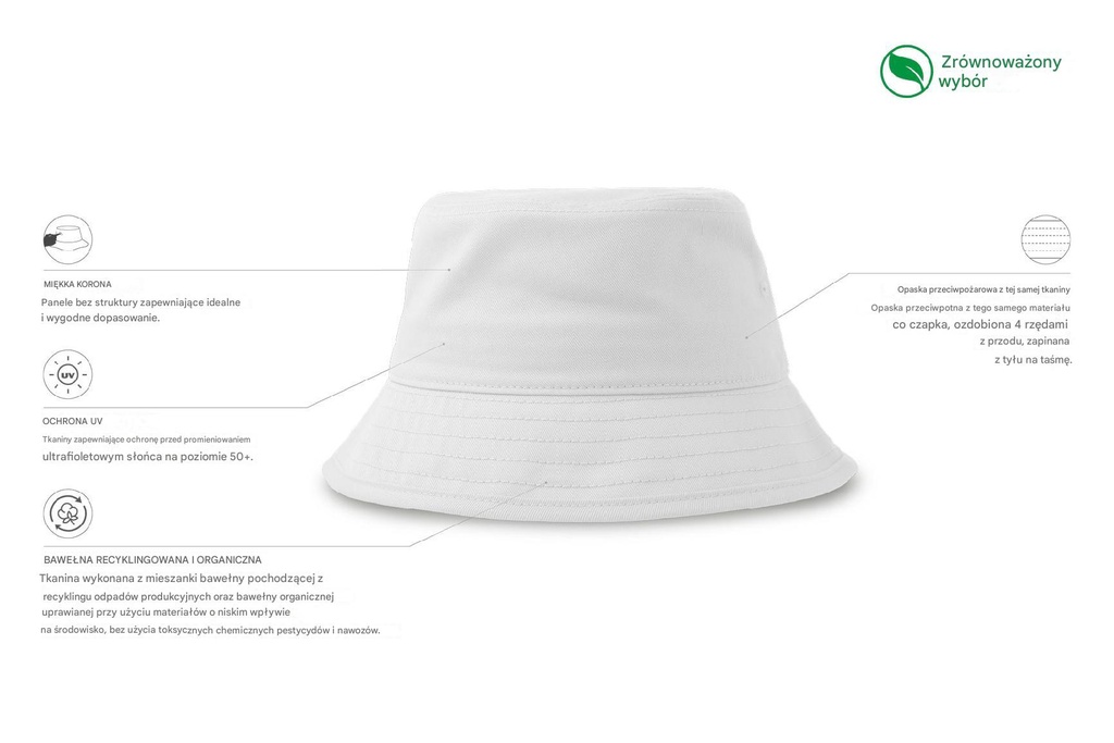 Dziecięcy kapelusz typu bucket Mayo - White