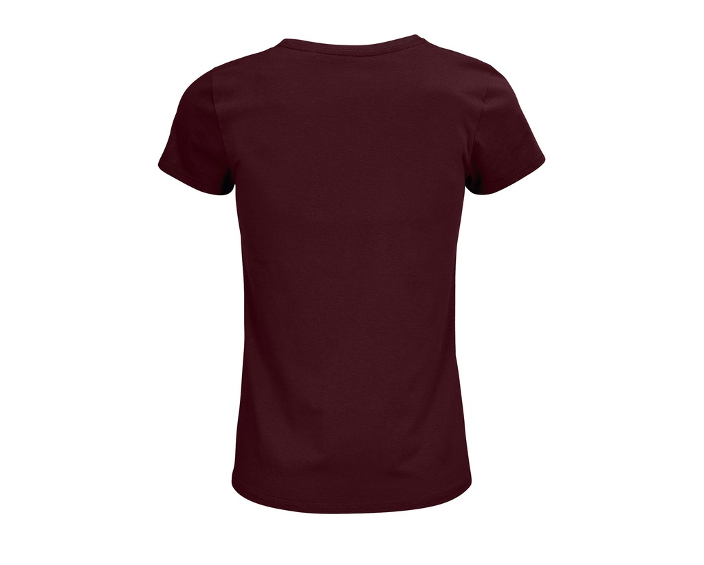 Damski T-shirt Bawełniany z Okrągłym Dekoltem - Burgundy