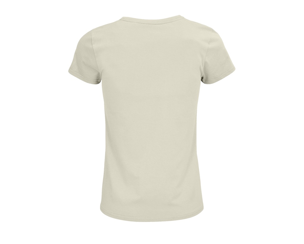 Damski T-shirt Bawełniany z Okrągłym Dekoltem - Natural