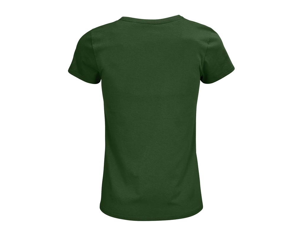 Damski T-shirt Bawełniany z Okrągłym Dekoltem - Bottle Green
