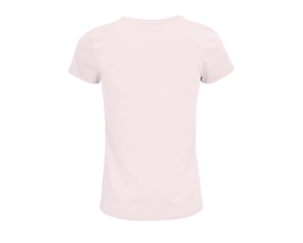 Damski T-shirt Bawełniany z Okrągłym Dekoltem - Pale Pink