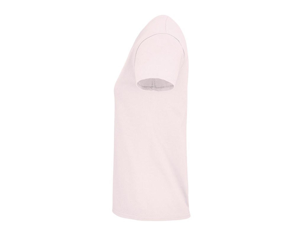 Damski T-shirt Bawełniany z Okrągłym Dekoltem - Pale Pink