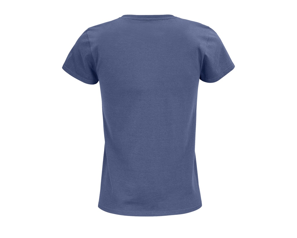 Damski T-shirt Bawełniany z Okrągłym Dekoltem - Denim