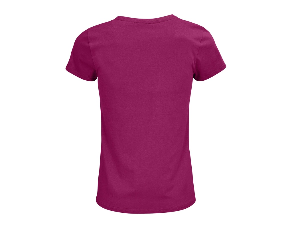 Damski T-shirt Bawełniany z Okrągłym Dekoltem - Fuchsia