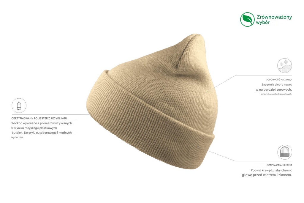 Czapka Wind z recyklingu - Beige