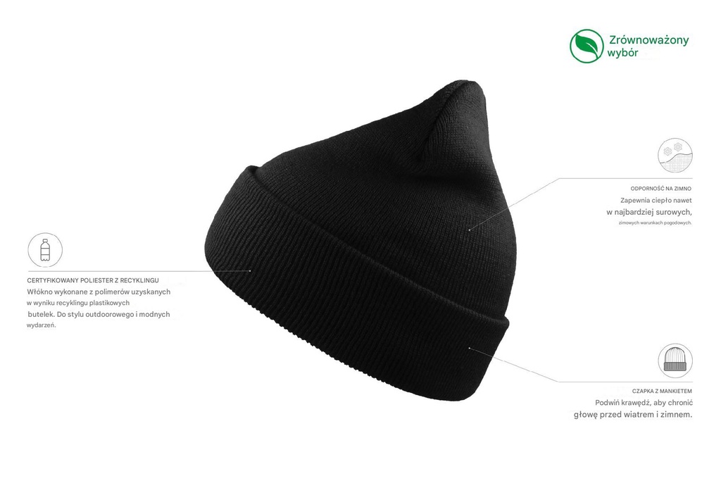 Czapka Wind z recyklingu - Black