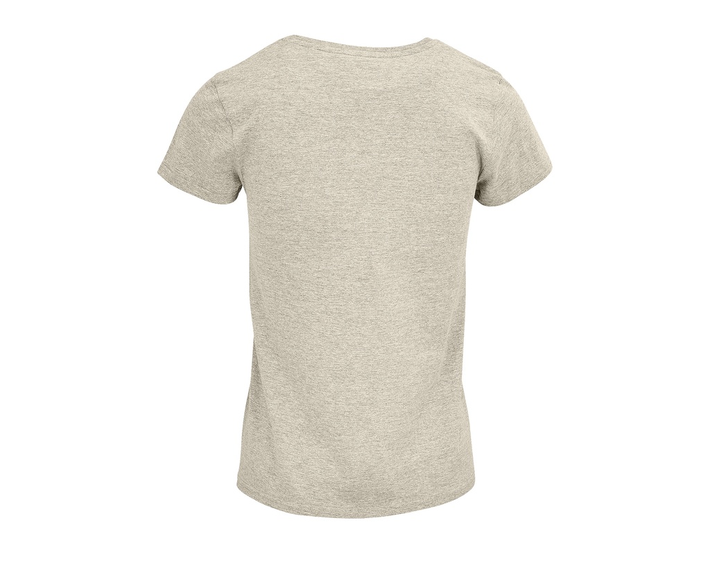 Damski T-shirt Bawełniany z Okrągłym Dekoltem - Heather Beige