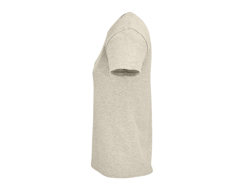 Damski T-shirt Bawełniany z Okrągłym Dekoltem - Heather Beige