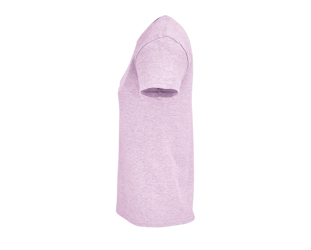 Damski T-shirt Bawełniany z Okrągłym Dekoltem - Heather Pink