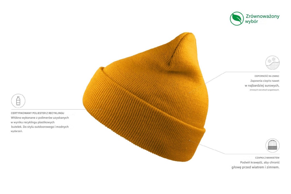 Czapka Wind z recyklingu - Mustard