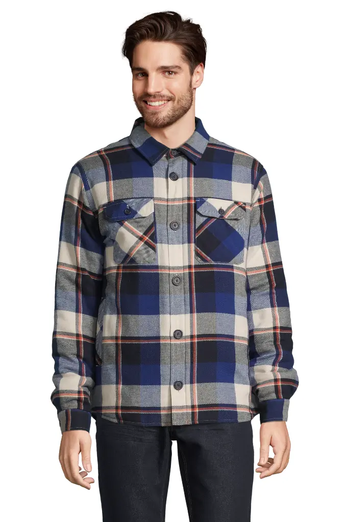 Koszula flanelowa unisex w kratę z przedłużonym tyłem - Royal Blue 241
