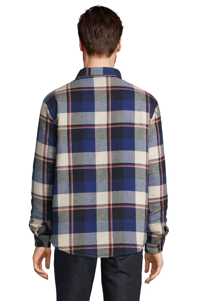 Koszula flanelowa unisex w kratę z przedłużonym tyłem - Royal Blue 241