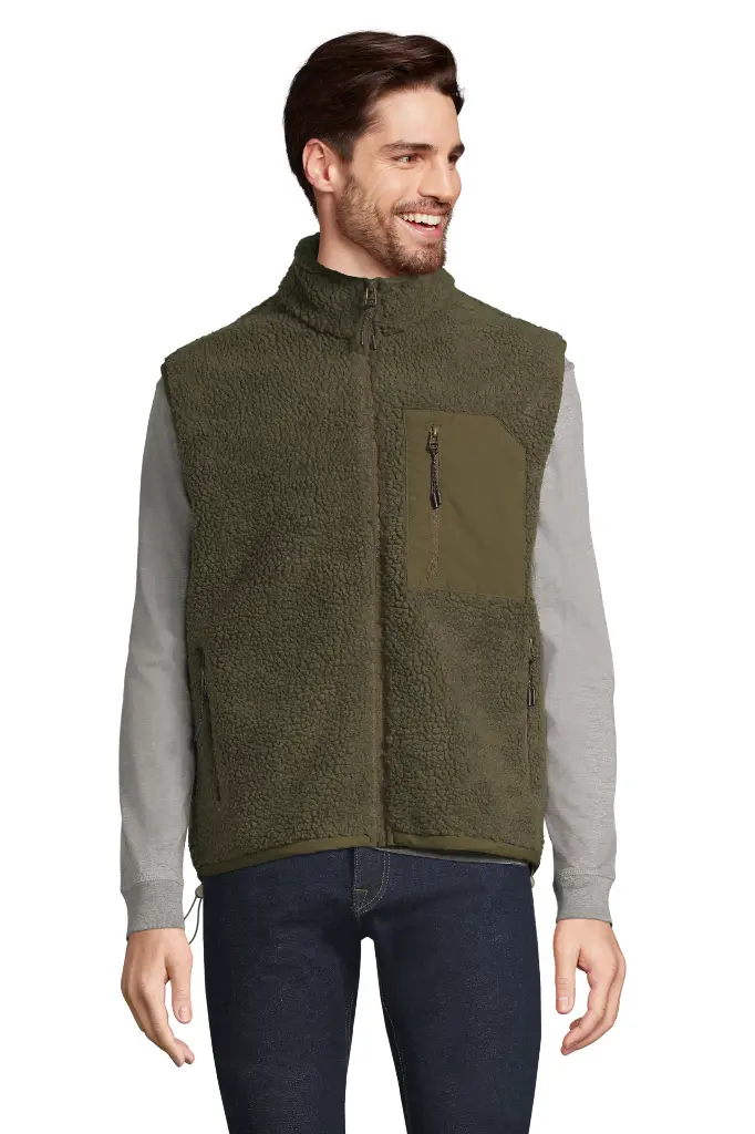 Kamizelka Sherpa Unisex z Przedłużonym Tyłem - Army & Dark Army