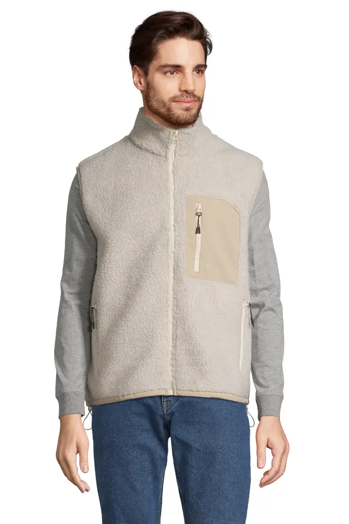 Kamizelka Sherpa Unisex z Przedłużonym Tyłem - Shear Beige & Beige