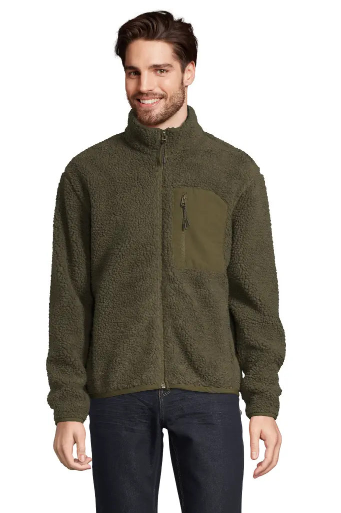 Kurtka Sherpa Unisex z Kontrastowymi Wstawkami - Army & Dark Army