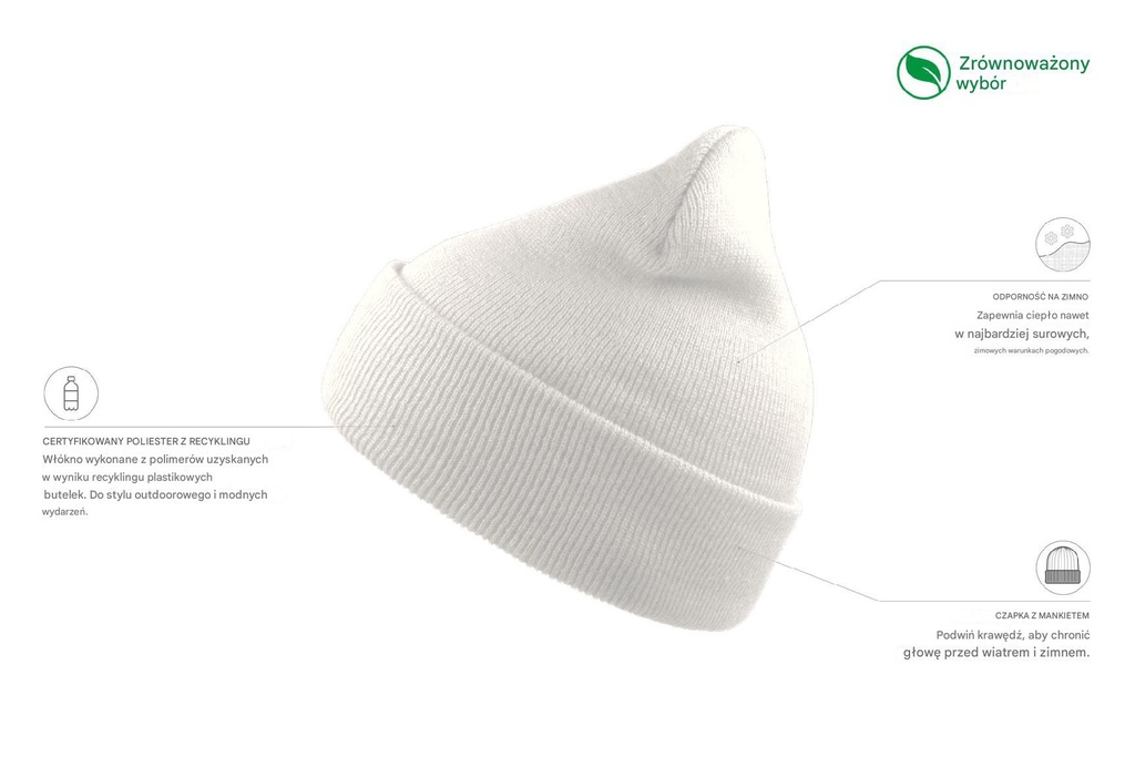 Czapka Wind z recyklingu - White