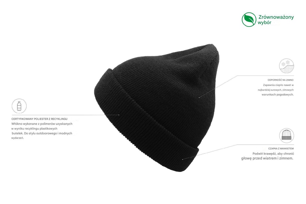 Dziecięca czapka Wind z recyklingu - Black