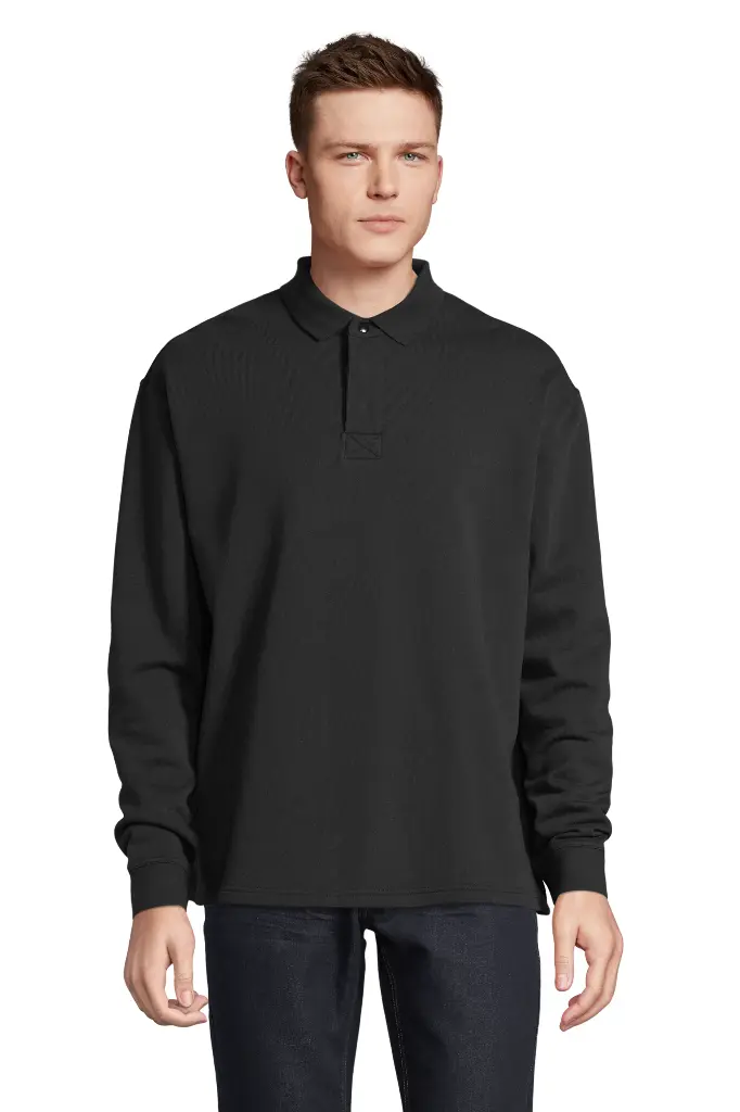 Bluza unisex oversize z kołnierzem polo - Black