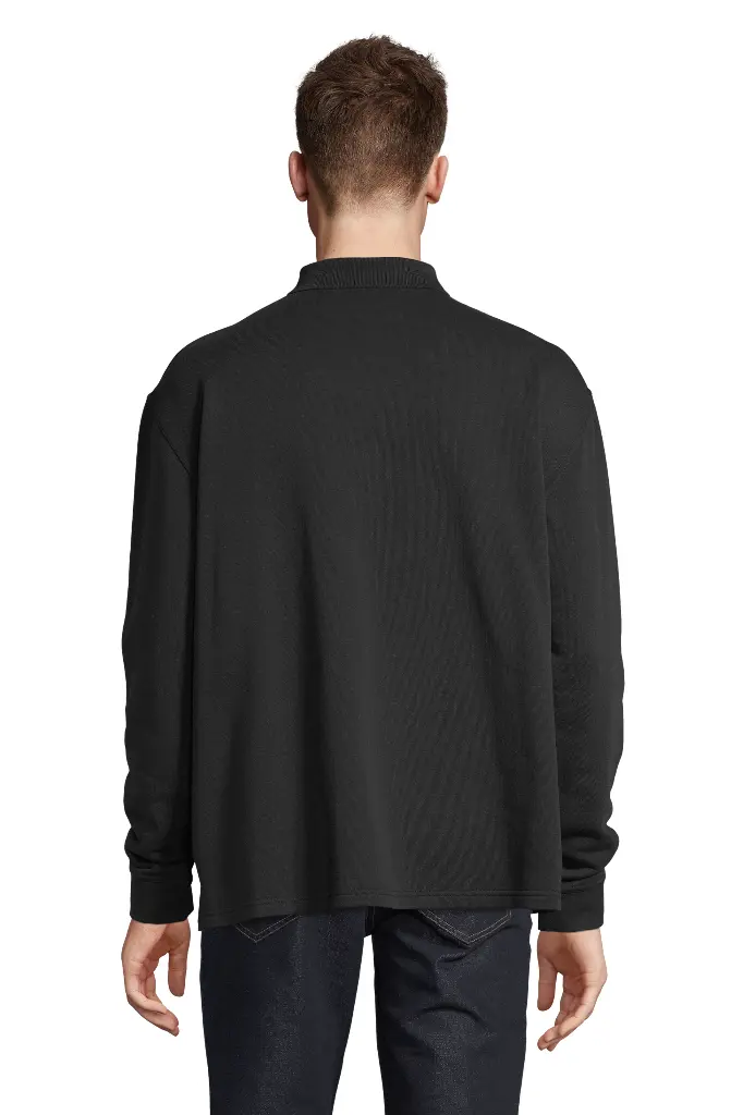 Bluza unisex oversize z kołnierzem polo - Black