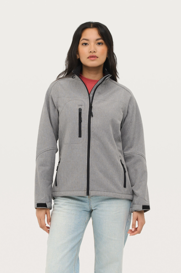 Damska kurtka softshell slim z kieszenią na piersi - Charcoal Grey (Solid)