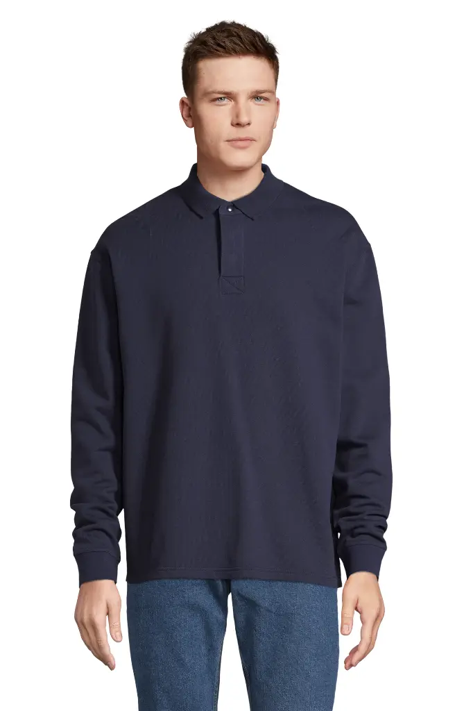 Bluza unisex oversize z kołnierzem polo - French Navy