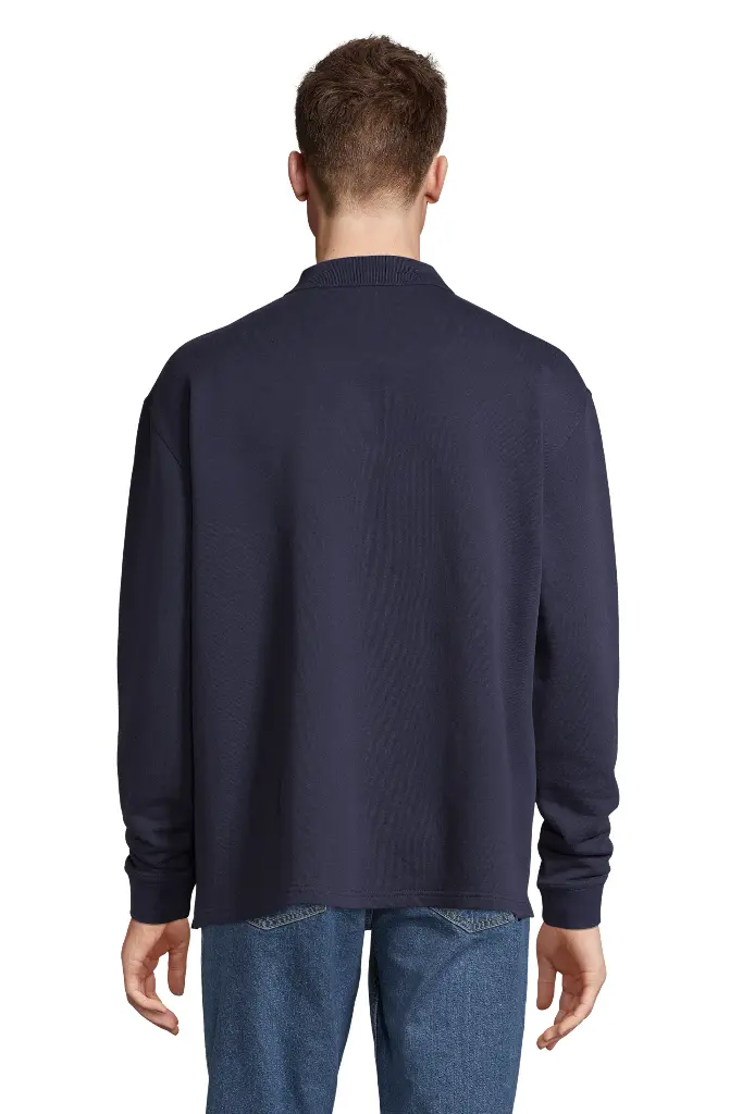 Bluza unisex oversize z kołnierzem polo - French Navy