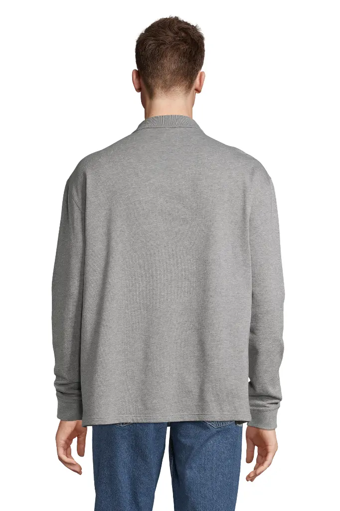 Bluza unisex oversize z kołnierzem polo - Grey Melange