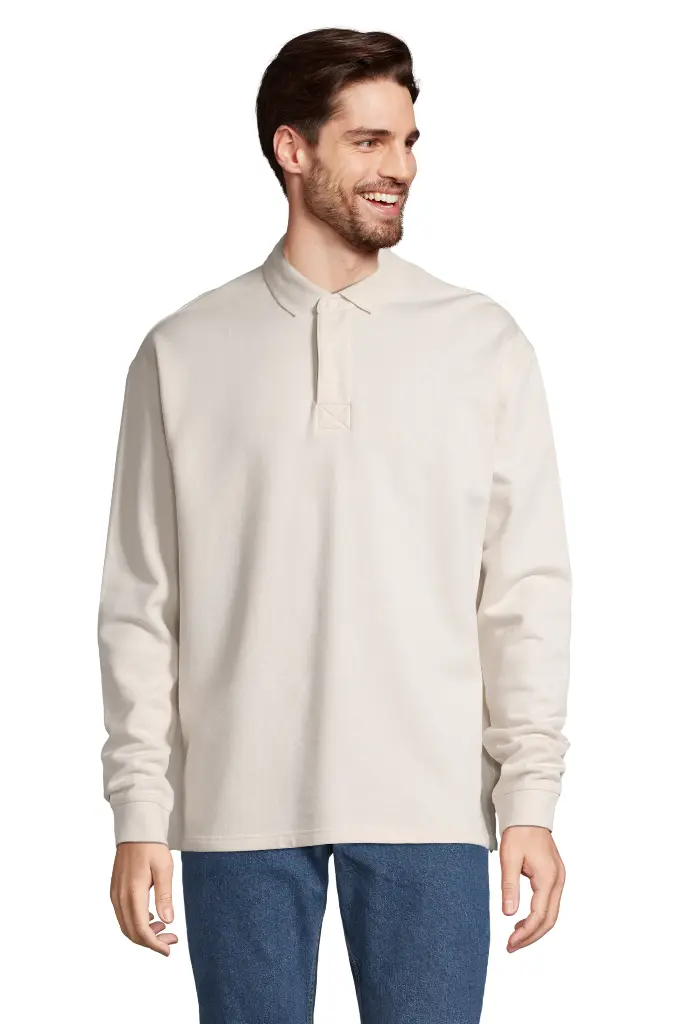 Bluza unisex oversize z kołnierzem polo - Off White