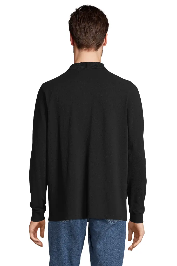 Uniseksowe polo z długim rękawem - Black