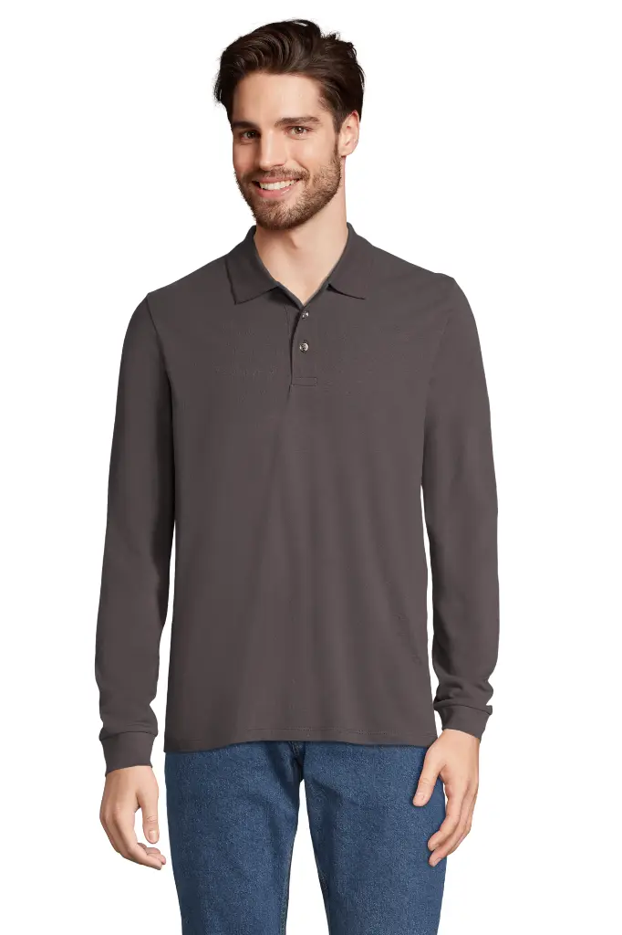 Uniseksowe polo z długim rękawem - Dark Grey (Solid)